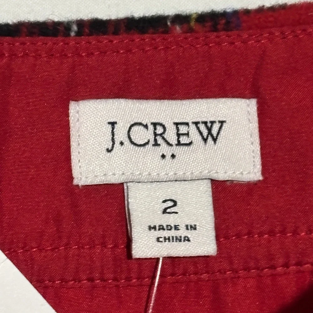 NEW J.Crew Plaid Mini Skirt Womens 2 Red Tartan Wool Blend Preppy Academic